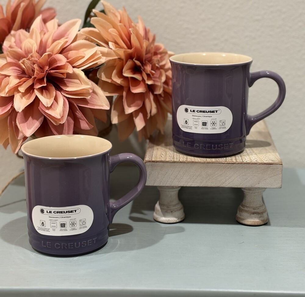 RARE ULTRA VIOLET Le Creuset Vancouver 400ML Coffee Mug Set of 2 Purple